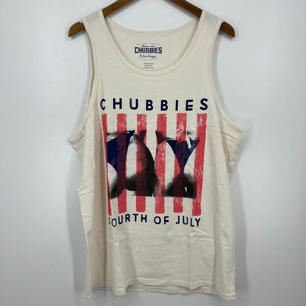 Chubbies Tank Top Men's XL White Cream Fourth of July 4th USA Cotton‎ New NWT